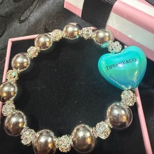 Tiffany & Co. Turquoise Heart Silver Bead Bracelet